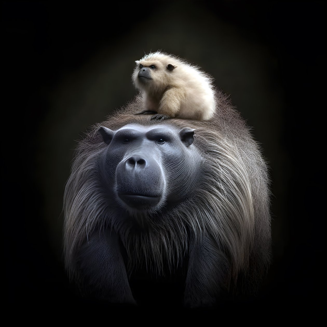 Capibara gemengd met een zilverrug gorilla door Kurt Heppke