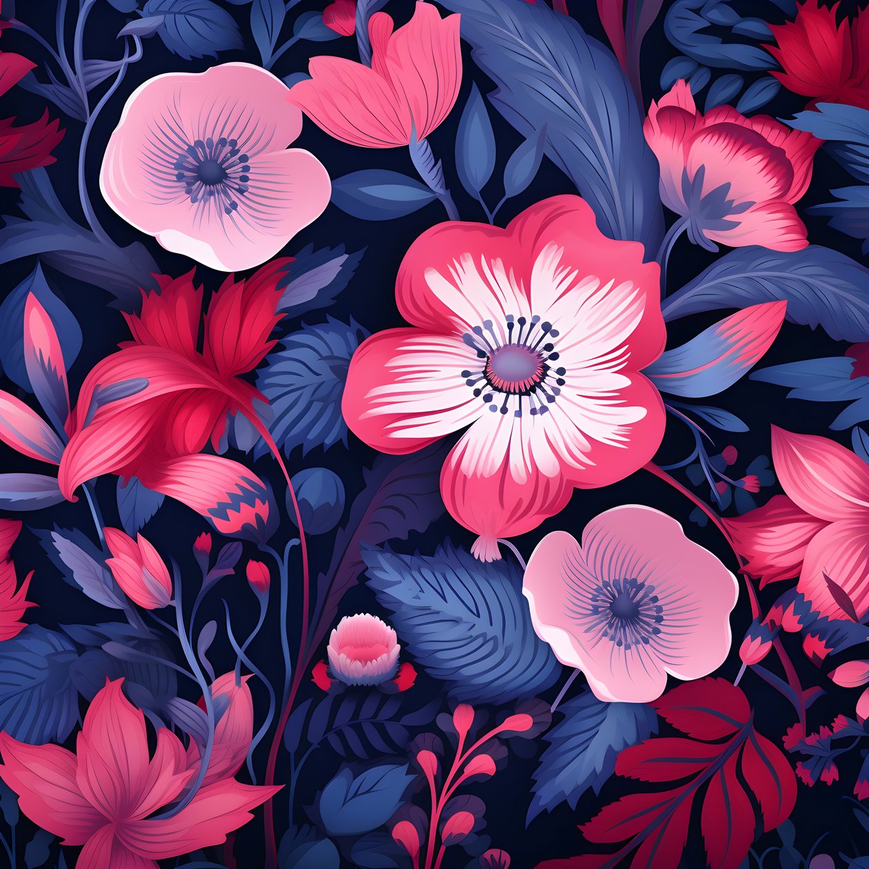 Een boeket bloemen in roze en blauw 3 door Kurt Heppke