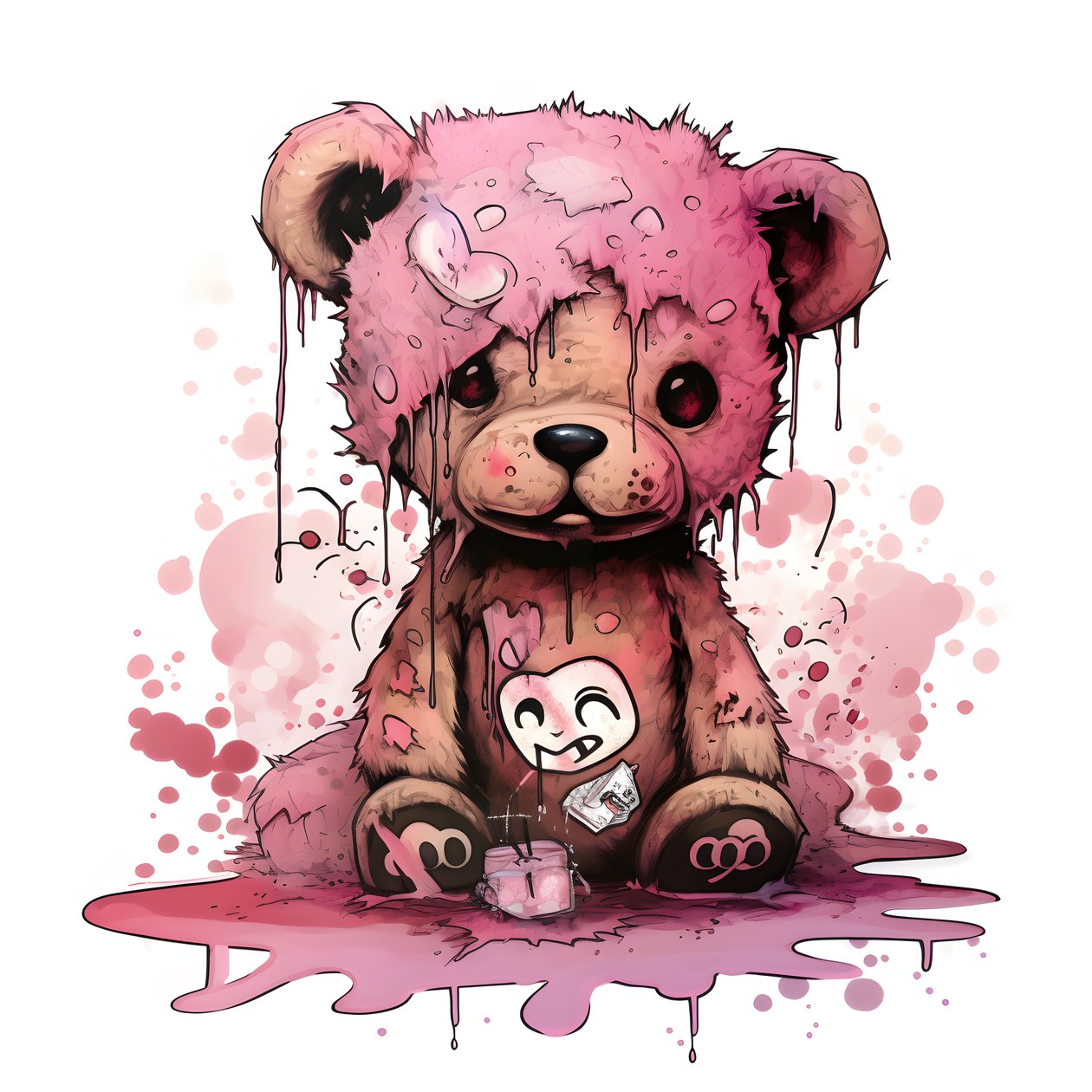roze unisex-teddybeer met een bruin tatoeage op het voorhoofd 1 door Kurt Heppke