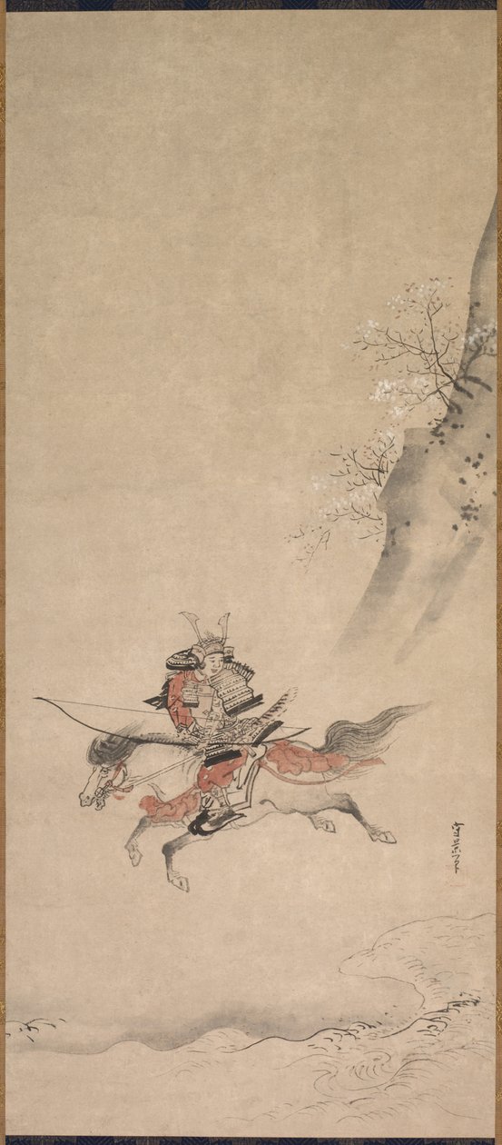 Een Samurai te paard, 17e eeuw door Kusumi Morikage