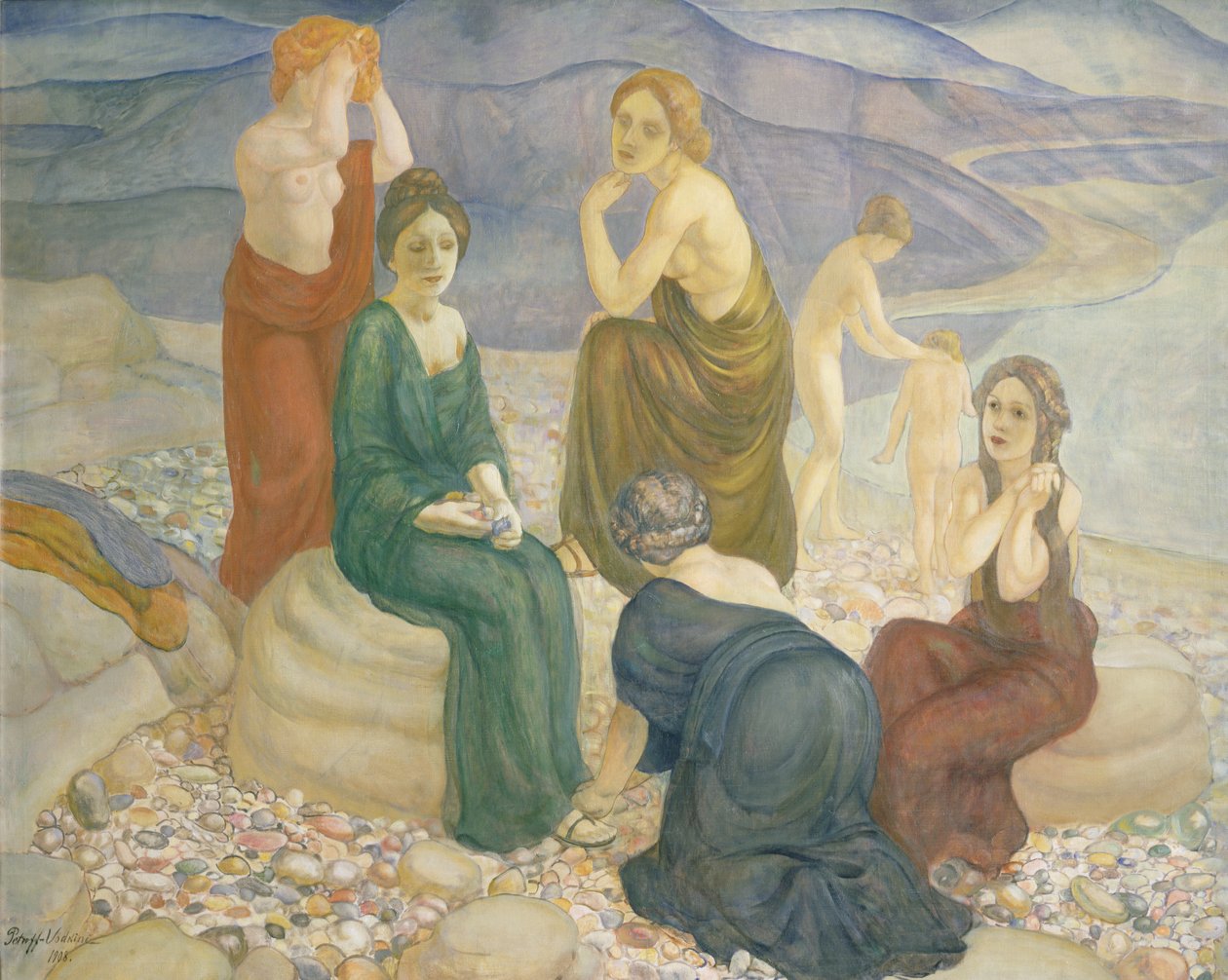 Avond, 1908 door Kuzma Sergeevich Petrov-Vodkin