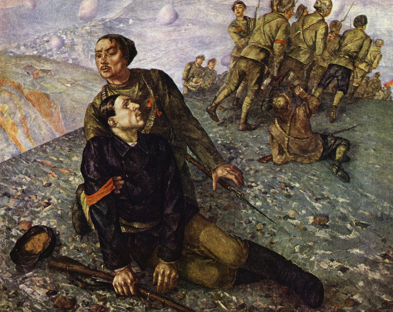 Dood van de commissaris door Kuzma Sergeevich Petrov-Vodkin