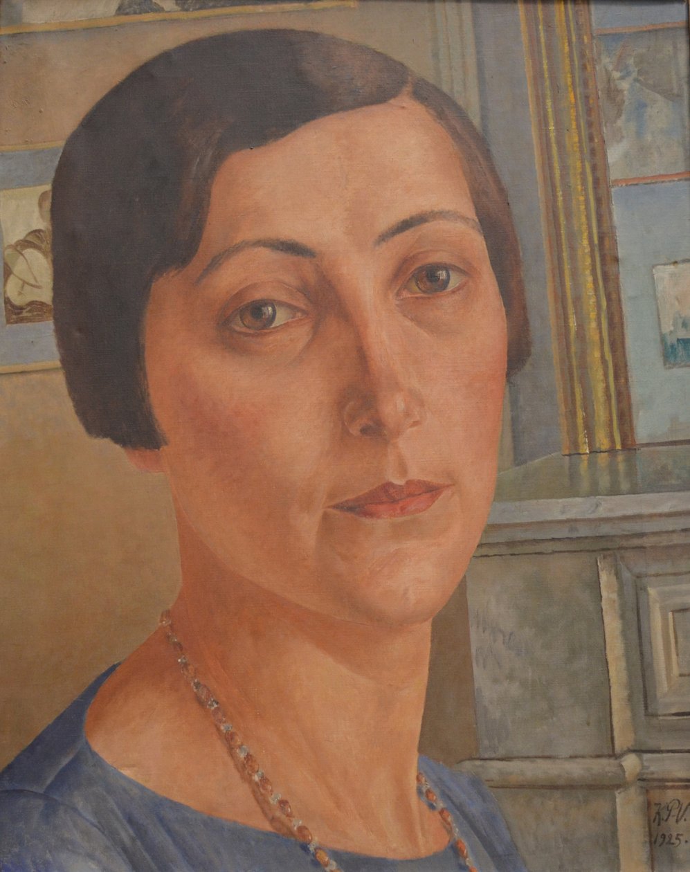 Portret van Salomea Nikolayevna Andronikova 1888-1982 door Kuzma Sergeevich Petrov-Vodkin