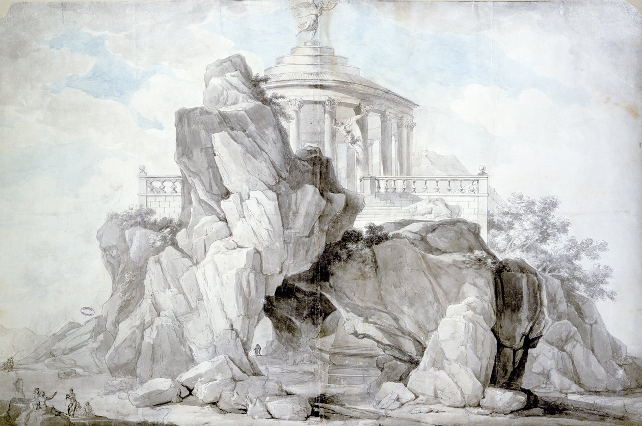Project voor een kunstmatige berg ter ere van het Festival van de Rede, op te richten in een openbare tuin in Bordeaux, 1795 door L. Dutourd