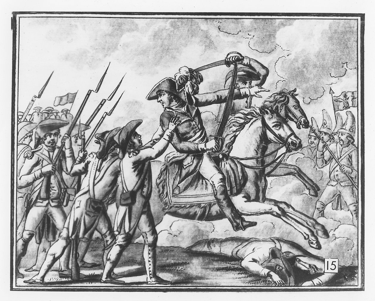 De dood van generaal Joubert in de Slag bij Novi, 1799 door L.F. Labrousse