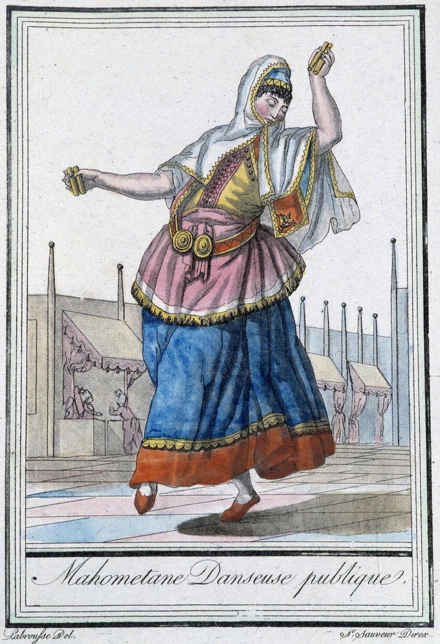 Mohammedaanse publieke danseres - in "Encyclopédie des voyages" door J. Grasset St Sauveur, ed. Deroy, Parijs door L.F. Labrousse