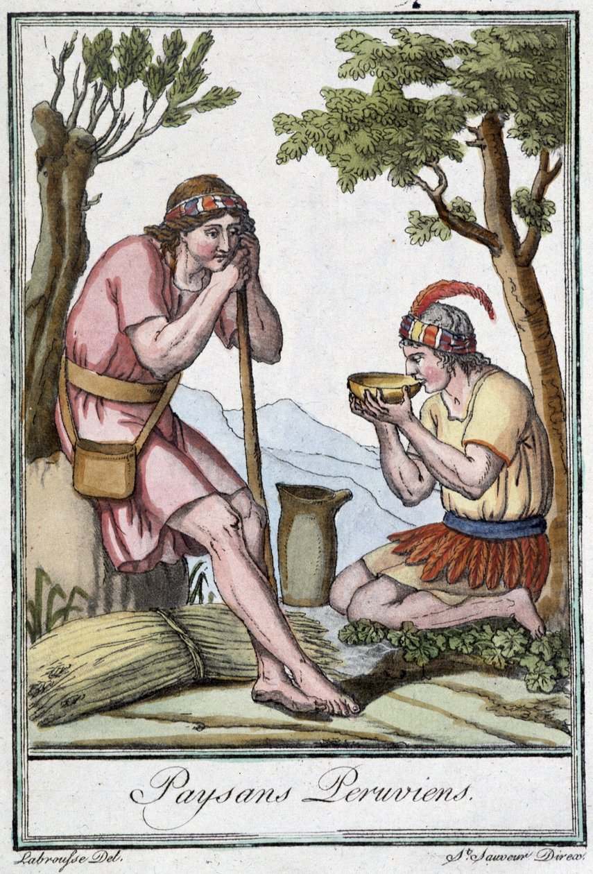 Peruaanse boeren - in "Encyclopedia of Travels" door J. Grasset St Sauveur, ed. Parijs door L.F. Labrousse