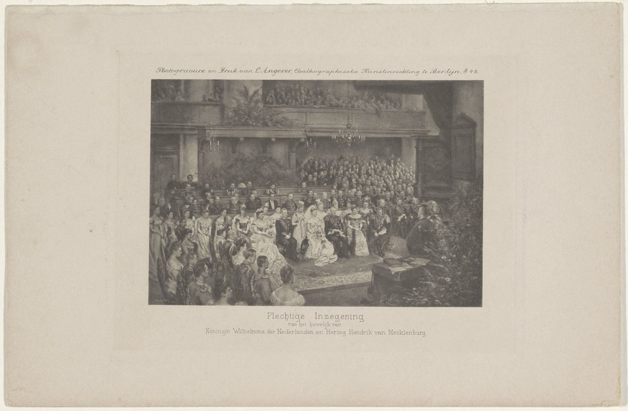 Inzegening van het huwelijk van koningin Wilhelmina en prins Hendrik, 1901 door L. Angerer