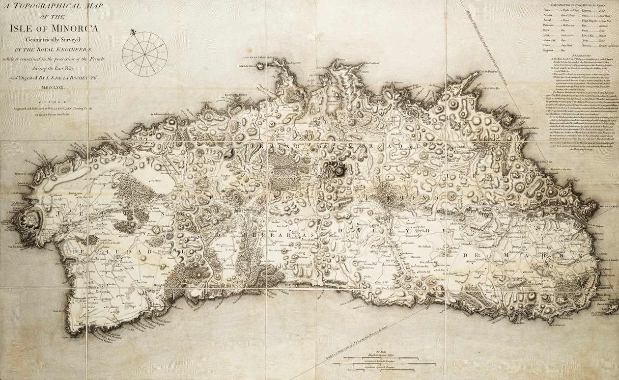 Kaart van Minorca door L. S. de la Rochette
