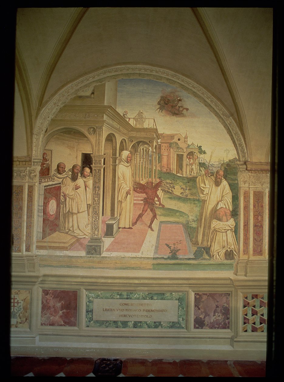 De geseling van St. Benedictus, uit het leven van St. Benedictus door L. Signorelli