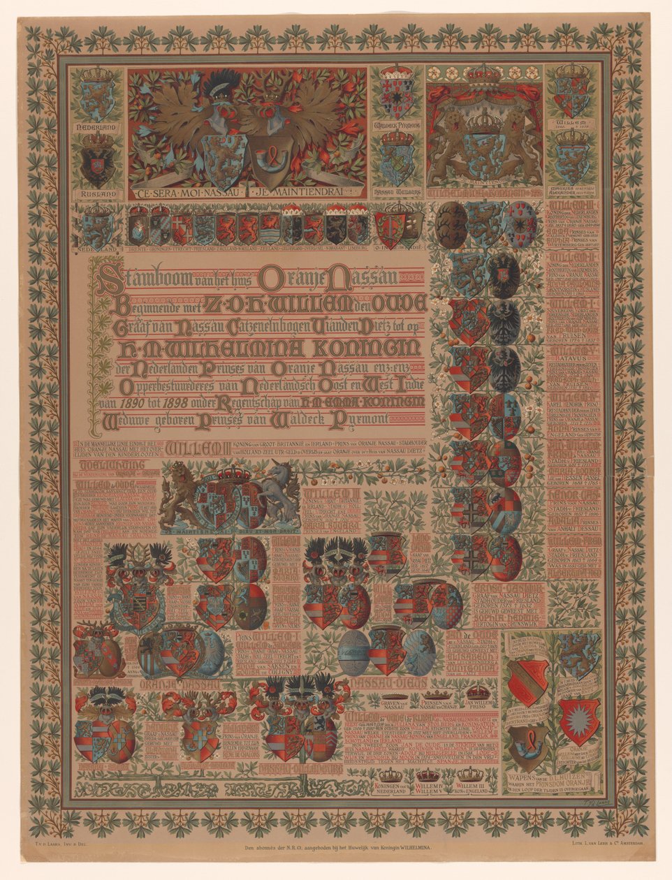 Stamboom van het Huis Oranje-Nassau door L. van Leer