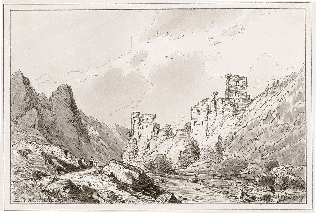 Ruïnes van het kasteel Kamen pri Begunjah III door Ladislav Benesch