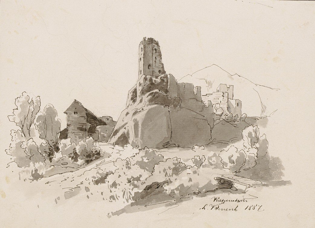 Ruïnes van het kasteel Kamen bij Begunje II door Ladislav Benesch