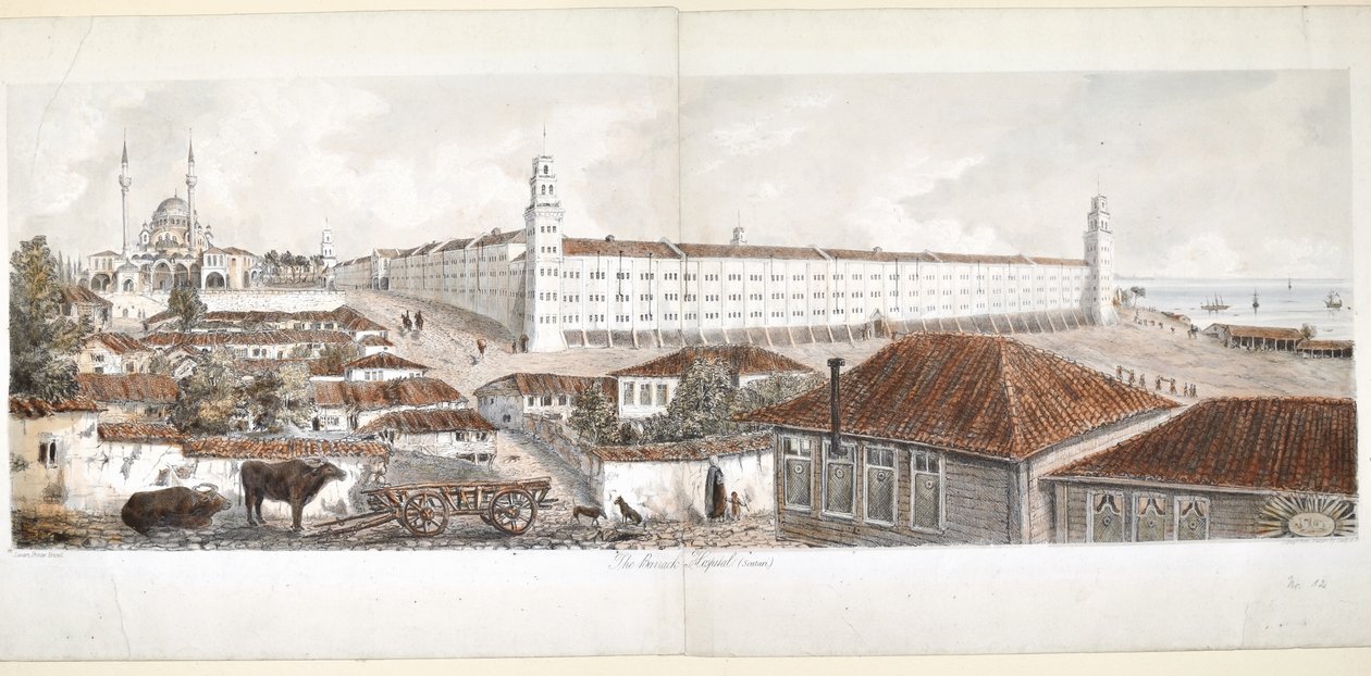 Uitzicht op het Barakkenhospitaal in Scutari, 1857 door Lady Alicia Blackwood