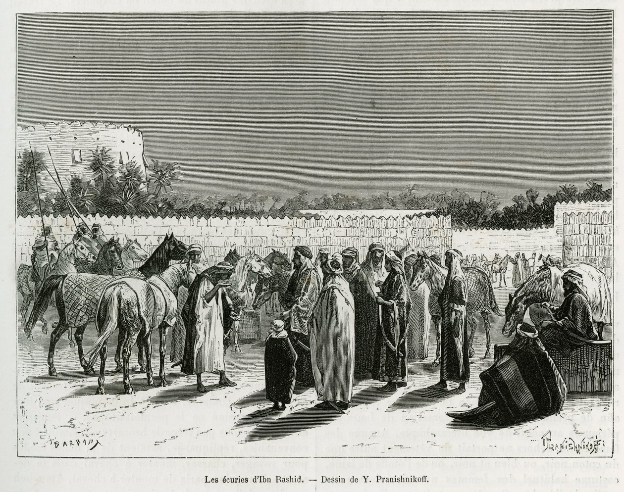De stallen van de Emir Muhammad Ibn Abdullah Al Rashid, illustratie uit 