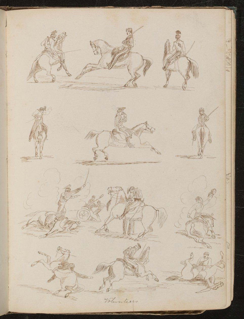 Twaalf penstudies met opschrift 