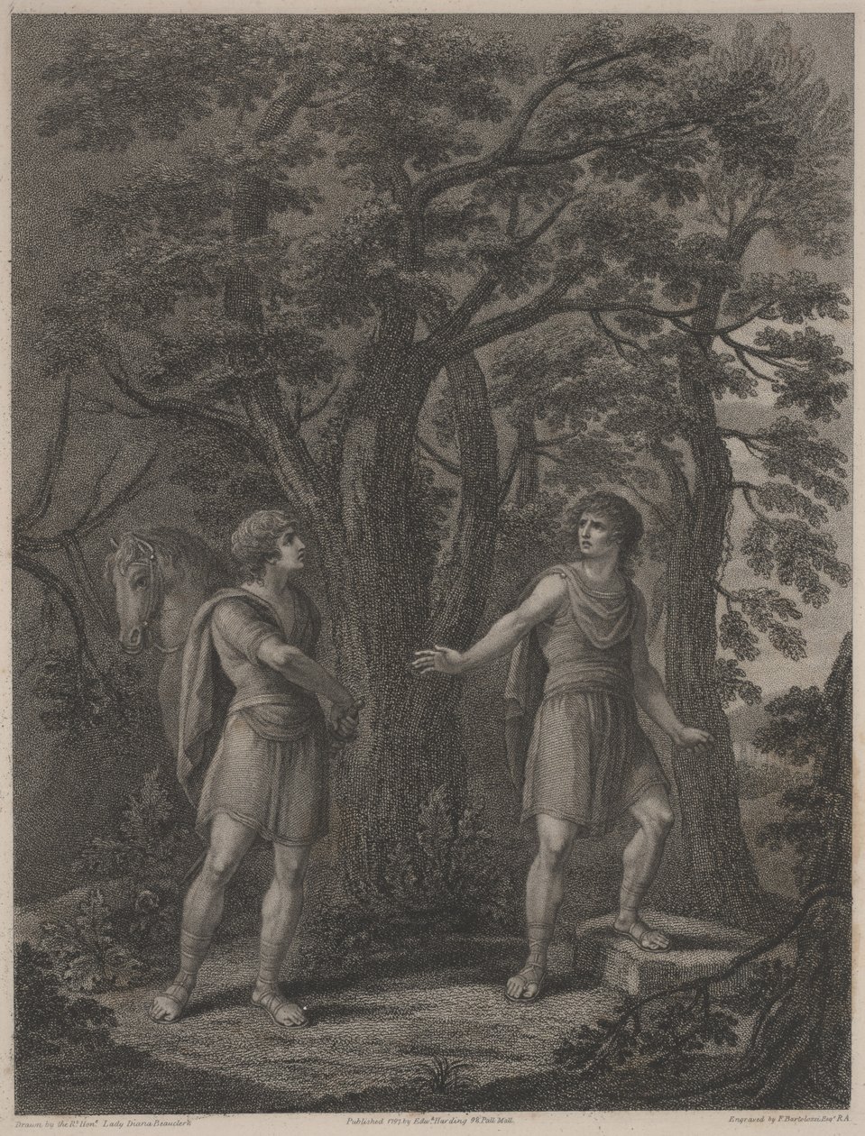 Illustratie uit "Palamon en Arcite", prent gemaakt door Francesco Bartolozzi 1797 door Lady Diana (after) Beauclerk