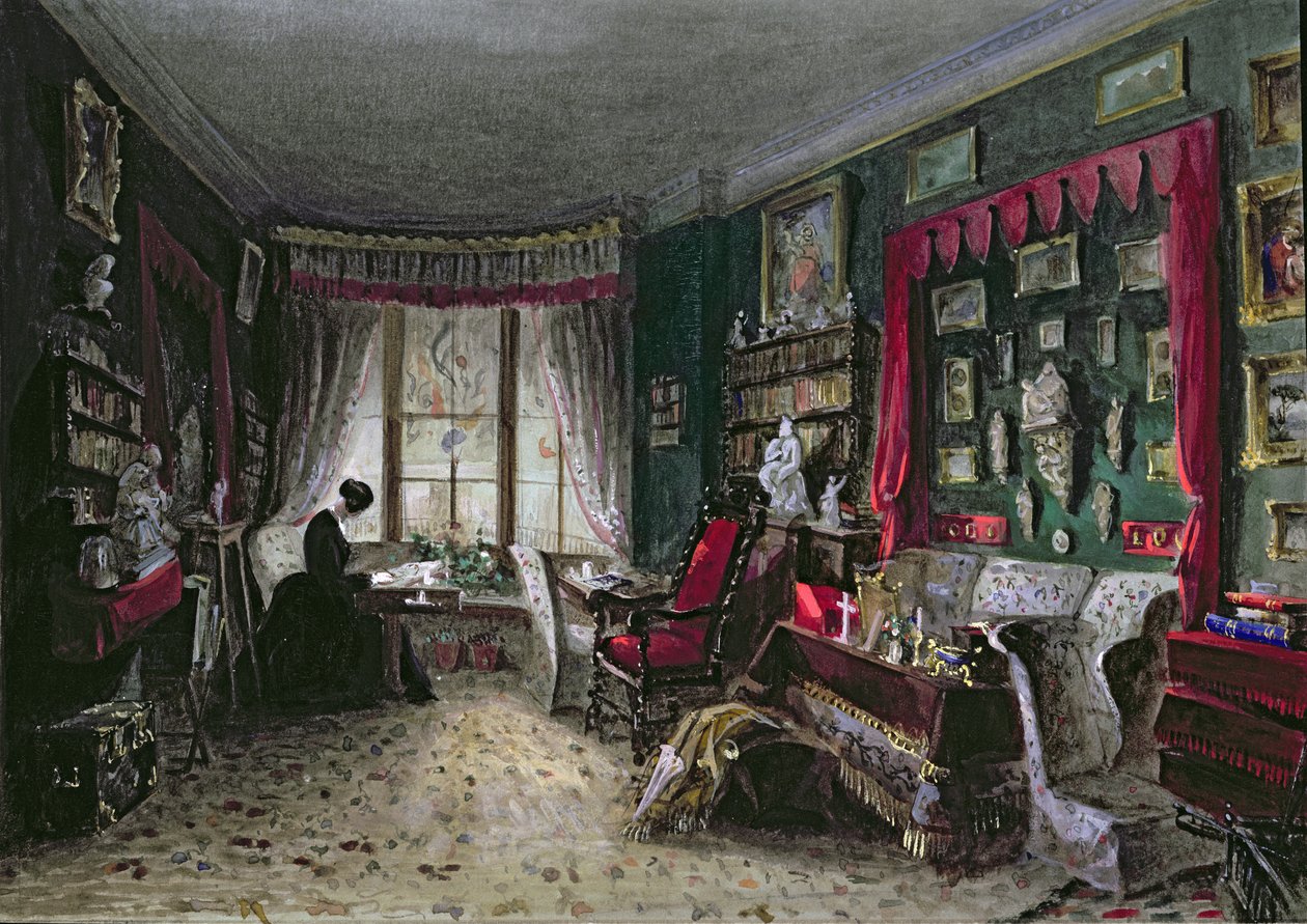Onze zitkamer in Londen, 1849 door Lady Honoria Cadogan