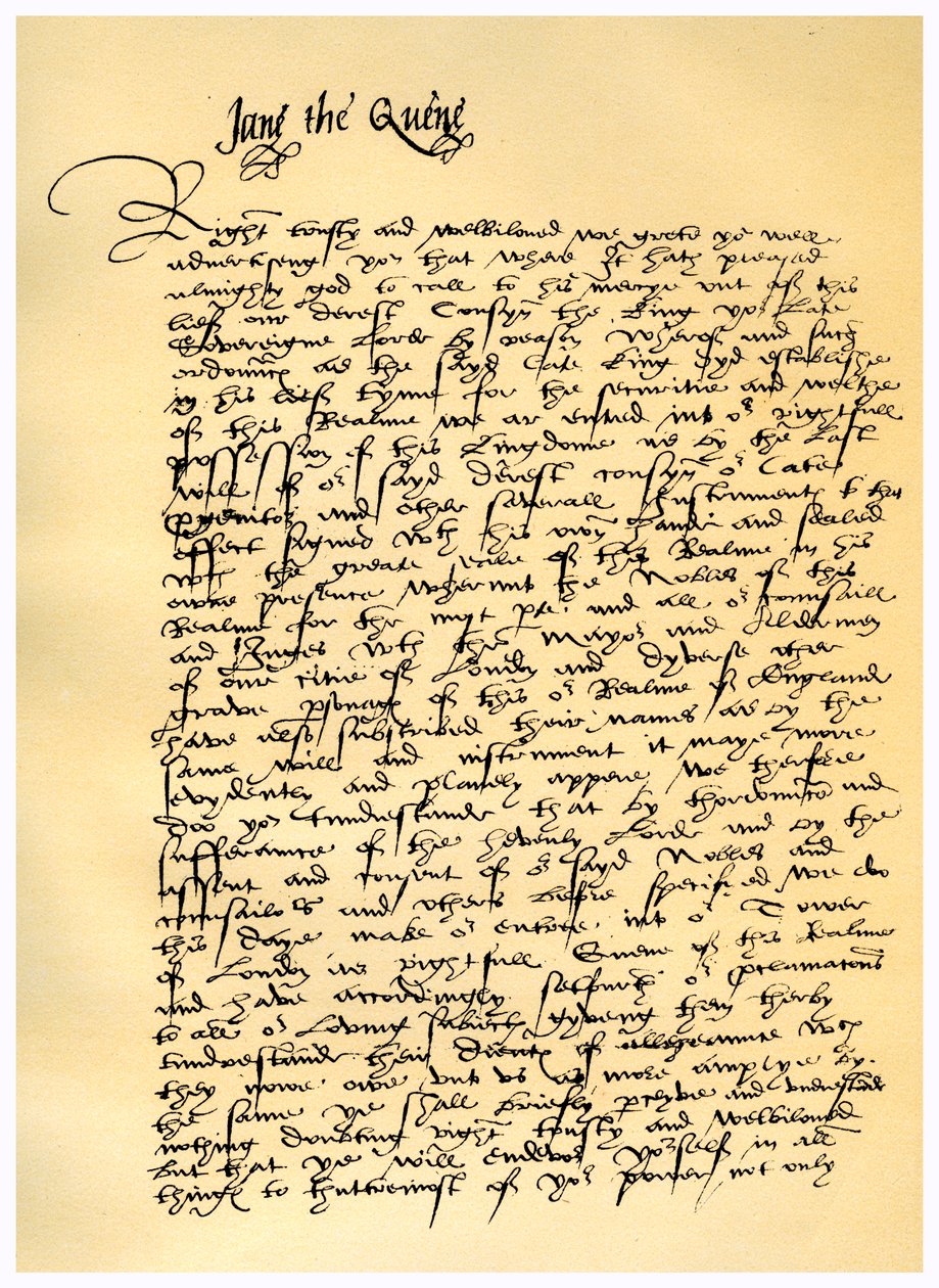 Brief van Lady Jane Grey aan William Parr, 10 juli 1553 door Lady Jane Grey