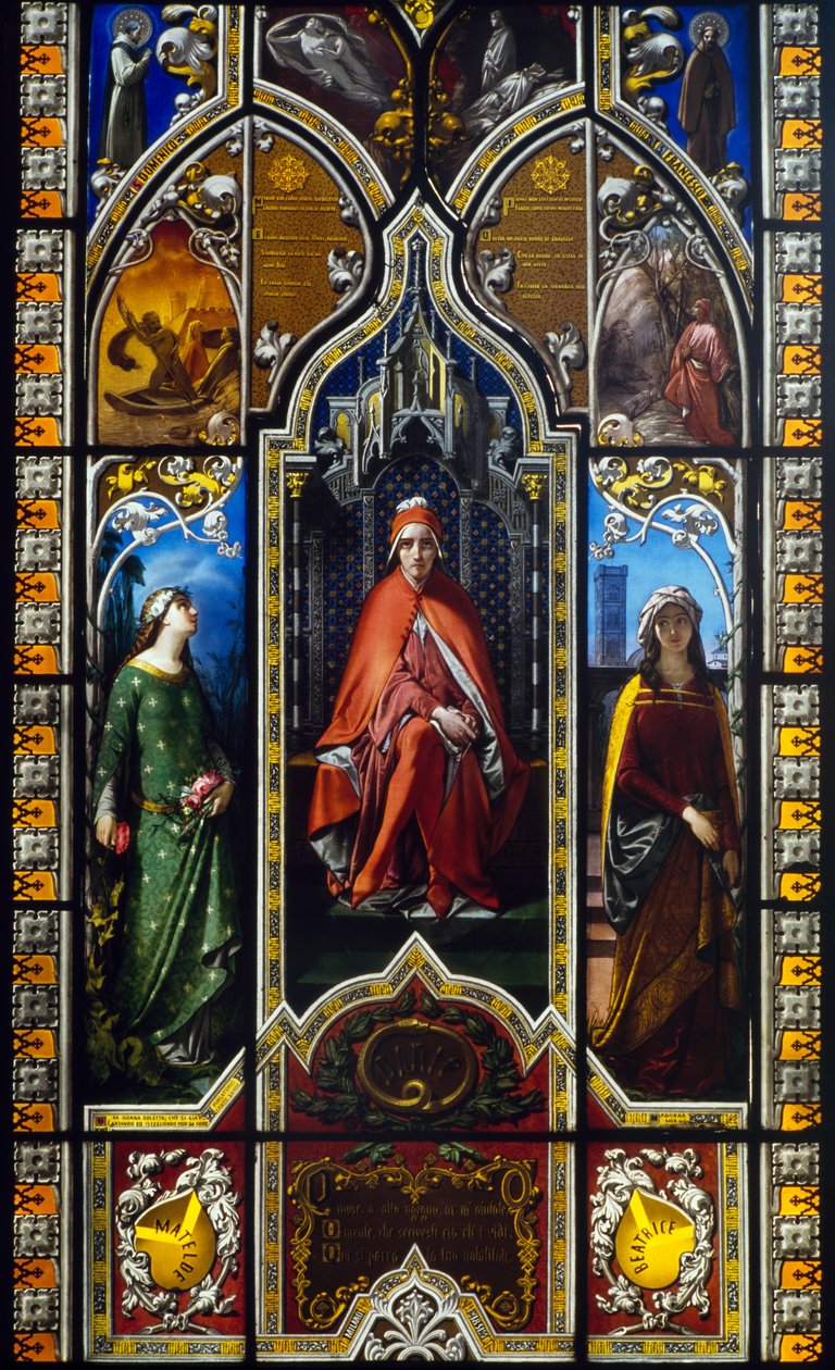 De triomf van Dante, glas-in-loodraam door Giuseppe Bertini, Poldi Pezzoli Museum, Milaan, Lombardije, Italië door Amadeo (after) Modigliani