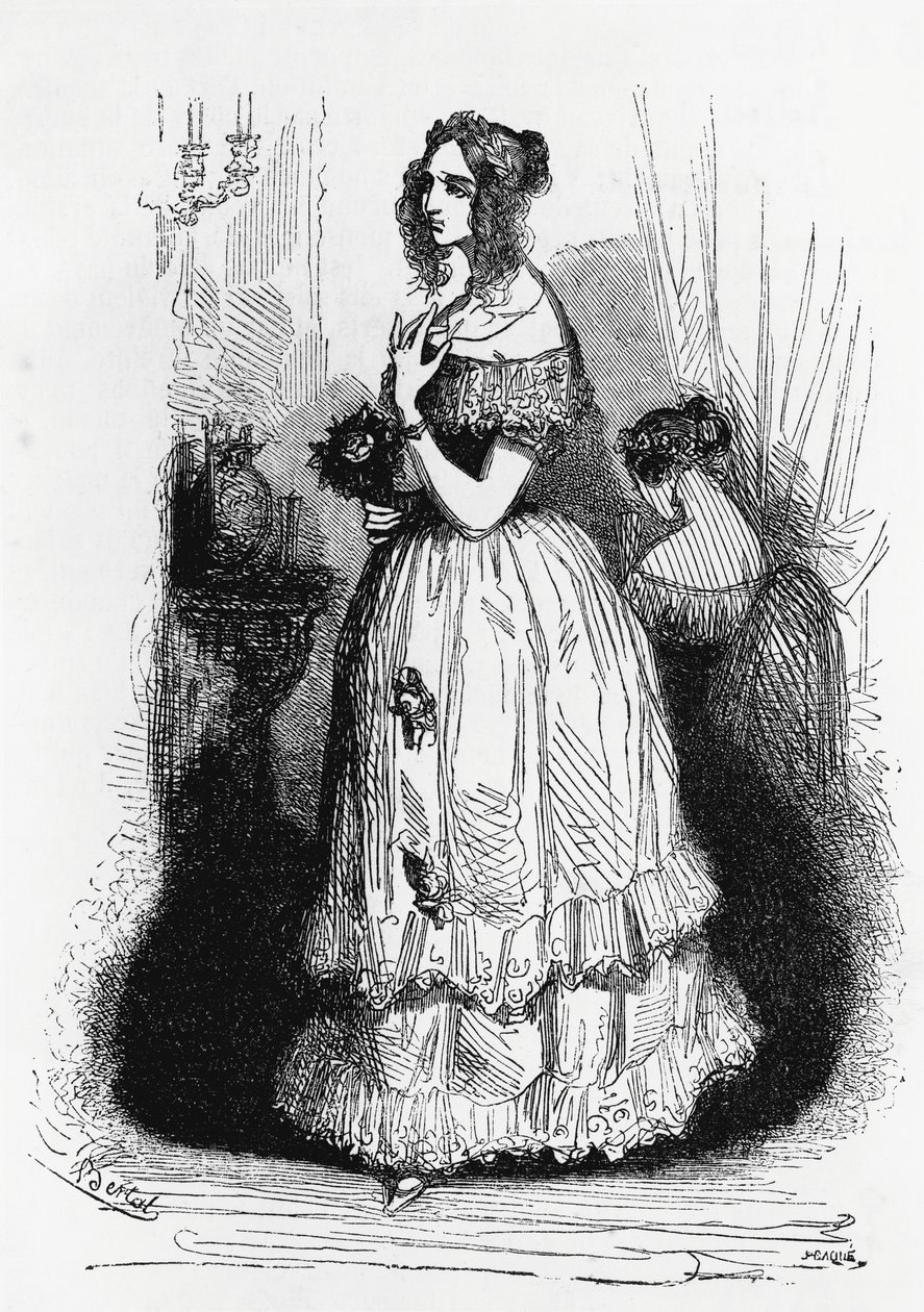 Illustratie voor Hertogin van Langeais, roman door Honore de Balzac uit de meerdelige collectie getiteld Human Comedy, gravure door Laisne door Laisne Laisne