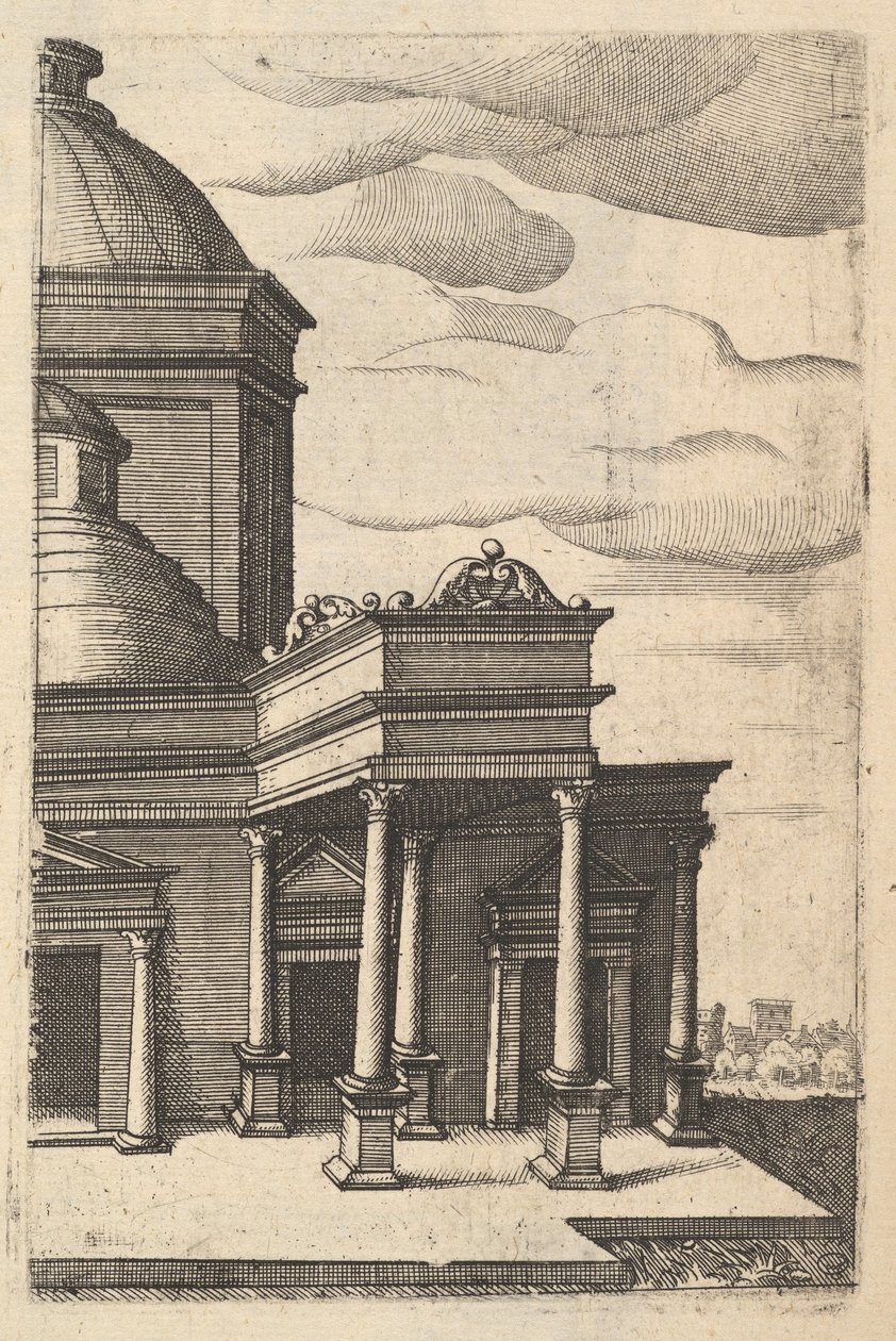 Gedeeltelijk zicht op een gebouw [Templum Veneris] uit de serie 