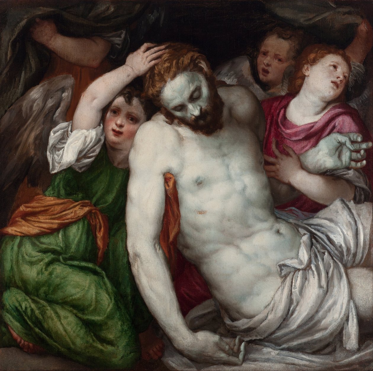 Pieta en engelen door Lambert Sustris