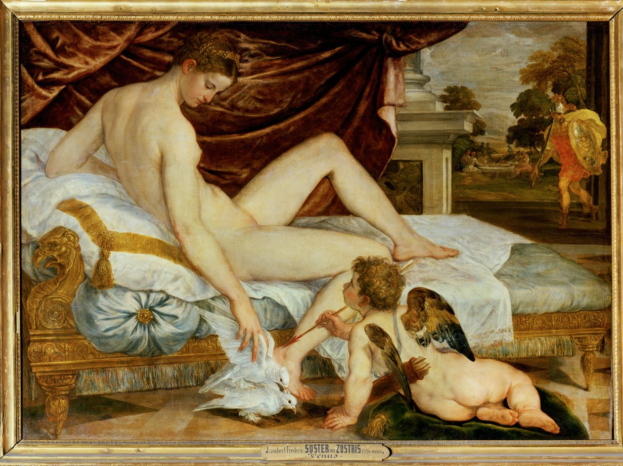 Venus en liefde - Venus en Amor ... door Lambert Sustris