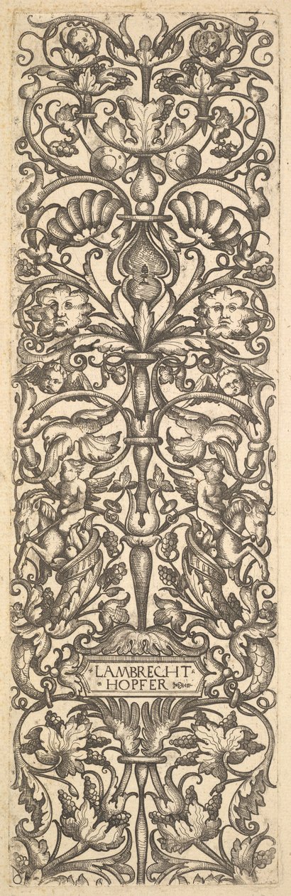 Kandelaar met putti op geiten in het midden, ca. 1525-50 door Lambrecht Hopfer