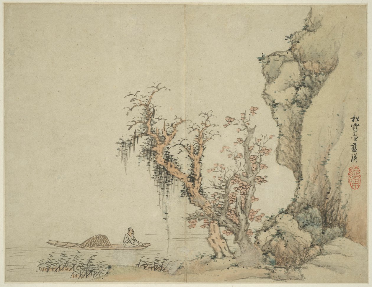 Landschap in de stijl van oude meesters: Songxuezhai Lan Ying door Lan Ying
