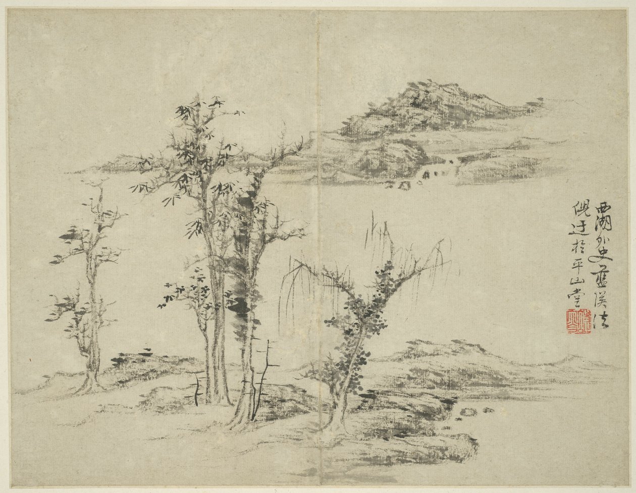 Landschap in de Stijl van Oude Meesters: naar Ni Zan (1301-1374) door Lan Ying