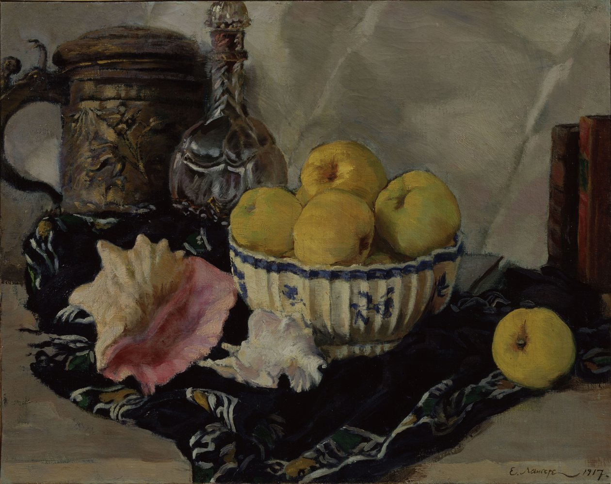 Stilleven. Schelp en appels, 1917 door Lanceray