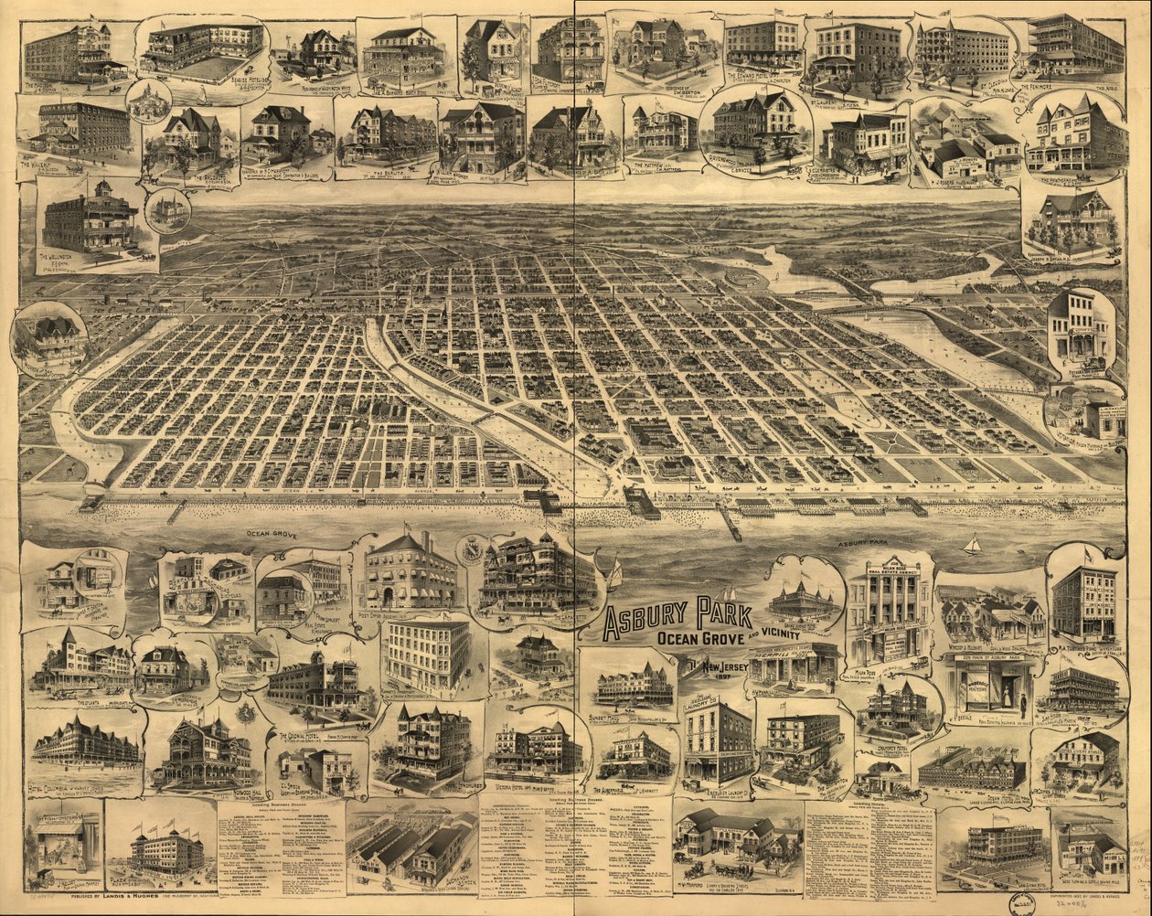 Asbury Park, Ocean Grove en omgeving, New Jersey 1897 door Landis And Hughes