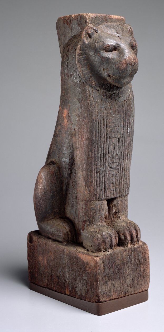 Zittende leeuw op een basis met inscriptie voor koning Aspelta, uit Soedan, Napataanse periode, c.590 v.Chr. door Late Period Egyptian