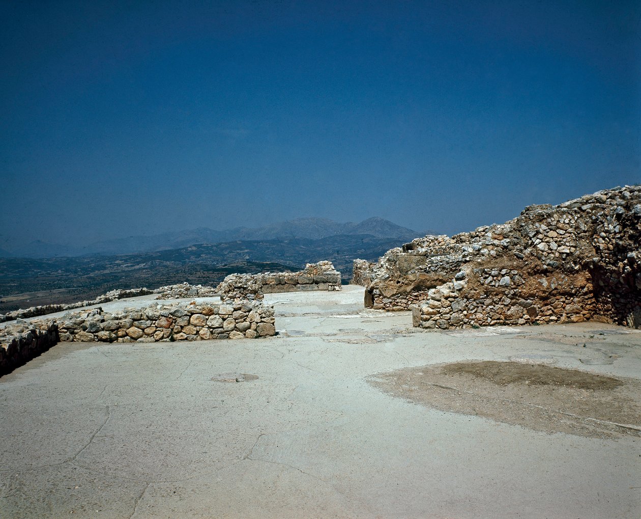 Megaron van het Koninklijk Paleis: locatie van de oude stad Mycene, in de Peloponnesos (1500-1100 v.Chr.) Griekenland door Late Helladic Period Mycenaean
