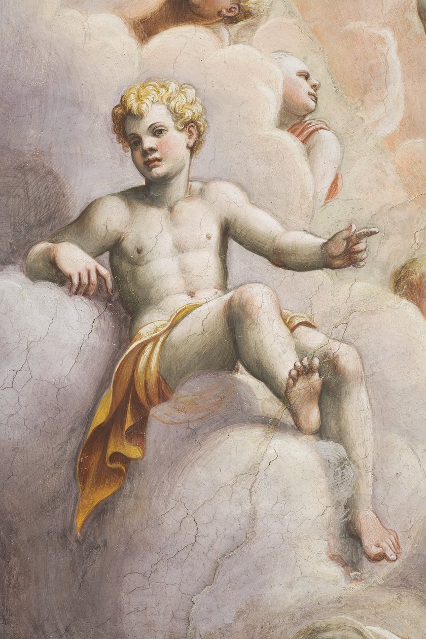 Adam tussen Engelen (detail), 1556 door Lattanzio Gambara