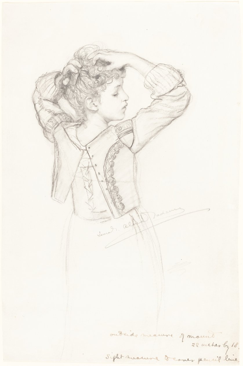 Jong meisje aankleden door Laura Theresa Alma-Tadema