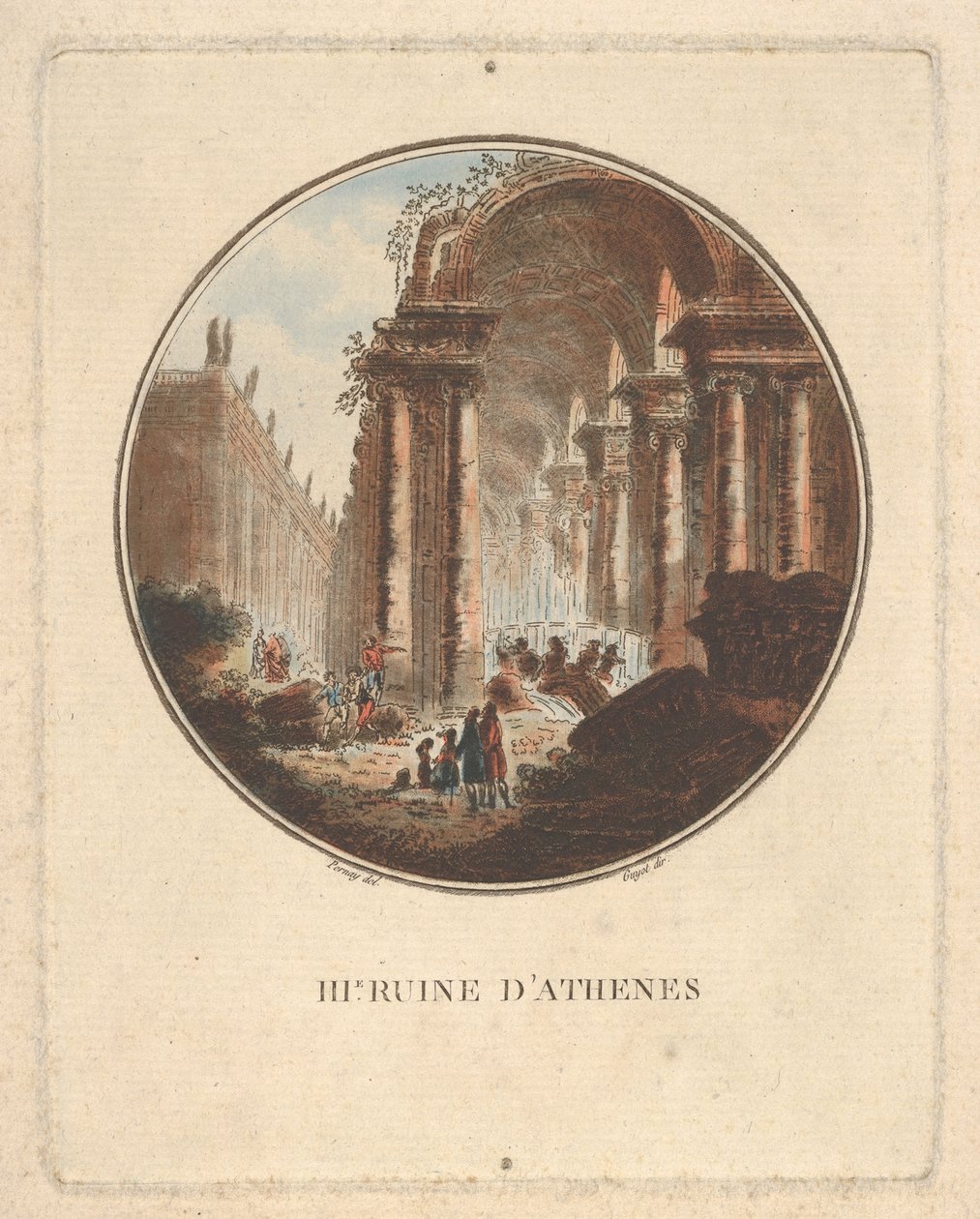 Ruïnes van Athene met een gewelfd portiek, ca. 1770-1808 door Laurent Guyot