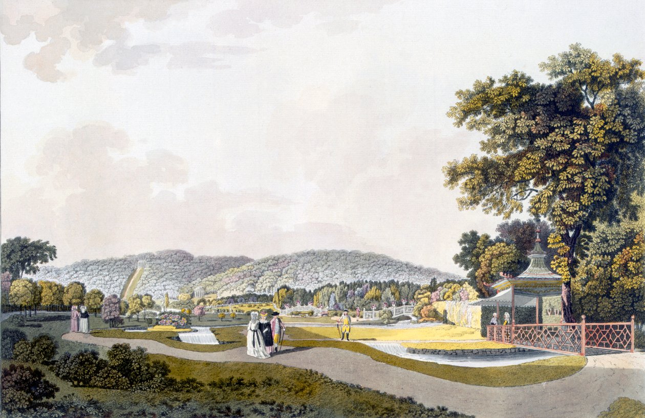 Zicht op het park in Neu-Waldeg, Dornbach, Wenen, 1792 door Laurenz Janscha
