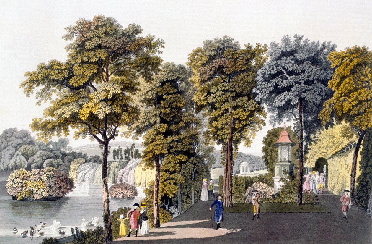 Uitzicht op het Park in Neu-Waldeg, Dornbach, Wenen, 1792 door Laurenz Janscha