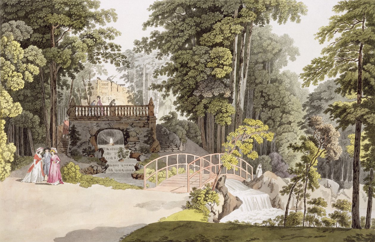 Uitzicht op de waterval bij Erlaw, Wenen, uit 