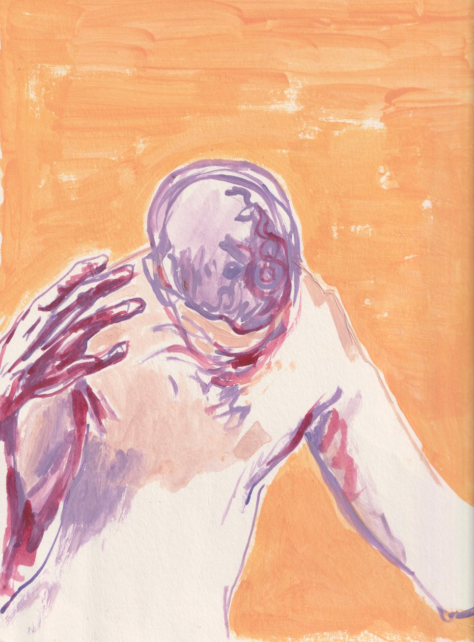 Angst, 2025 (acryl op aquarelpapier) door Laurie Michaels