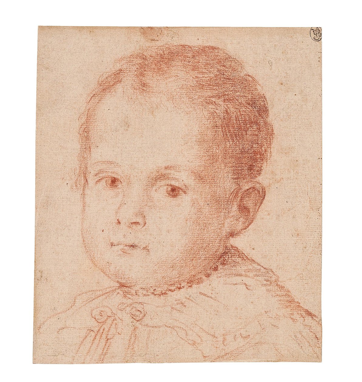 Portretstudie van een kind met een parelketting door Lavinia Fontana