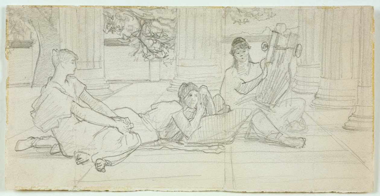 Eerste concept voor Een Lezing van Homerus c.1884-85 door Lawrence Alma Tadema
