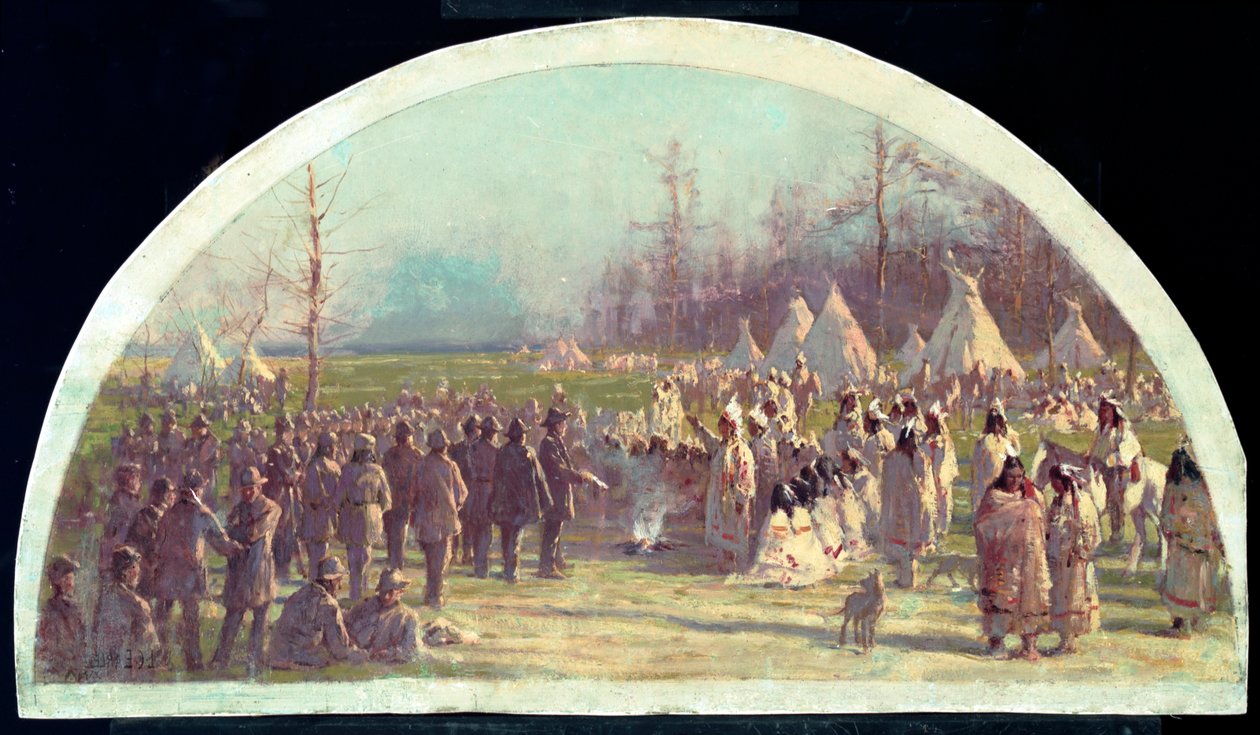 De laatste raad van de Potawatomies, 1833 door Lawrence Carmichael Earle