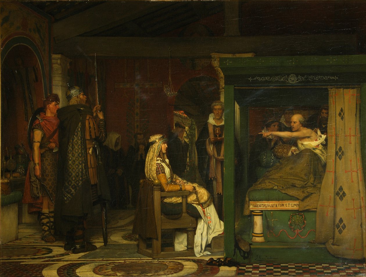 Fredegund bezoekt bisschop Prætextatus op zijn sterfbed, 1864 door Lawrence Alma Tadema