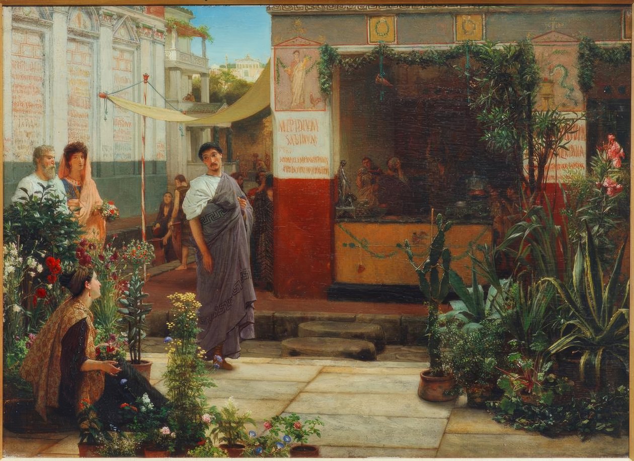 De bloemenmarkt door Lawrence Alma Tadema