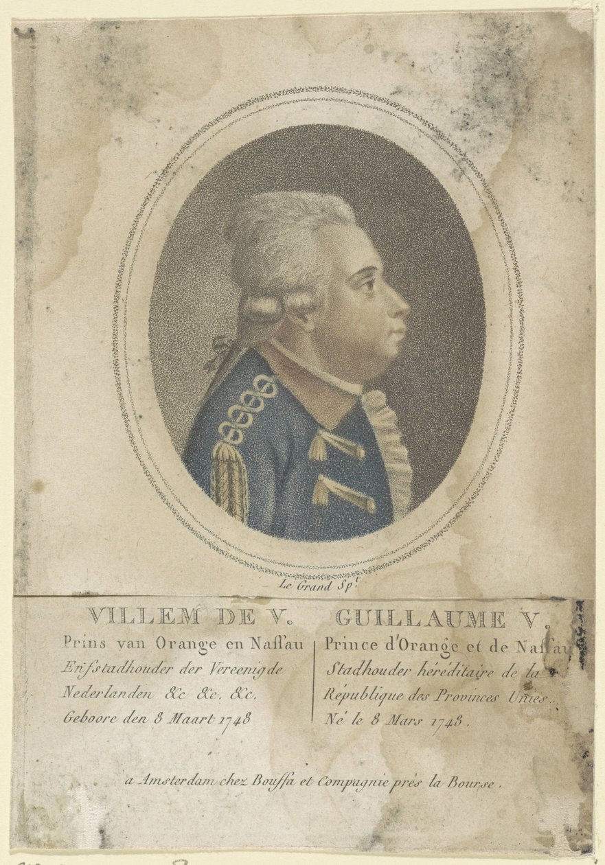 Portret van Willem V, prins van Oranje-Nassau door Le Grand