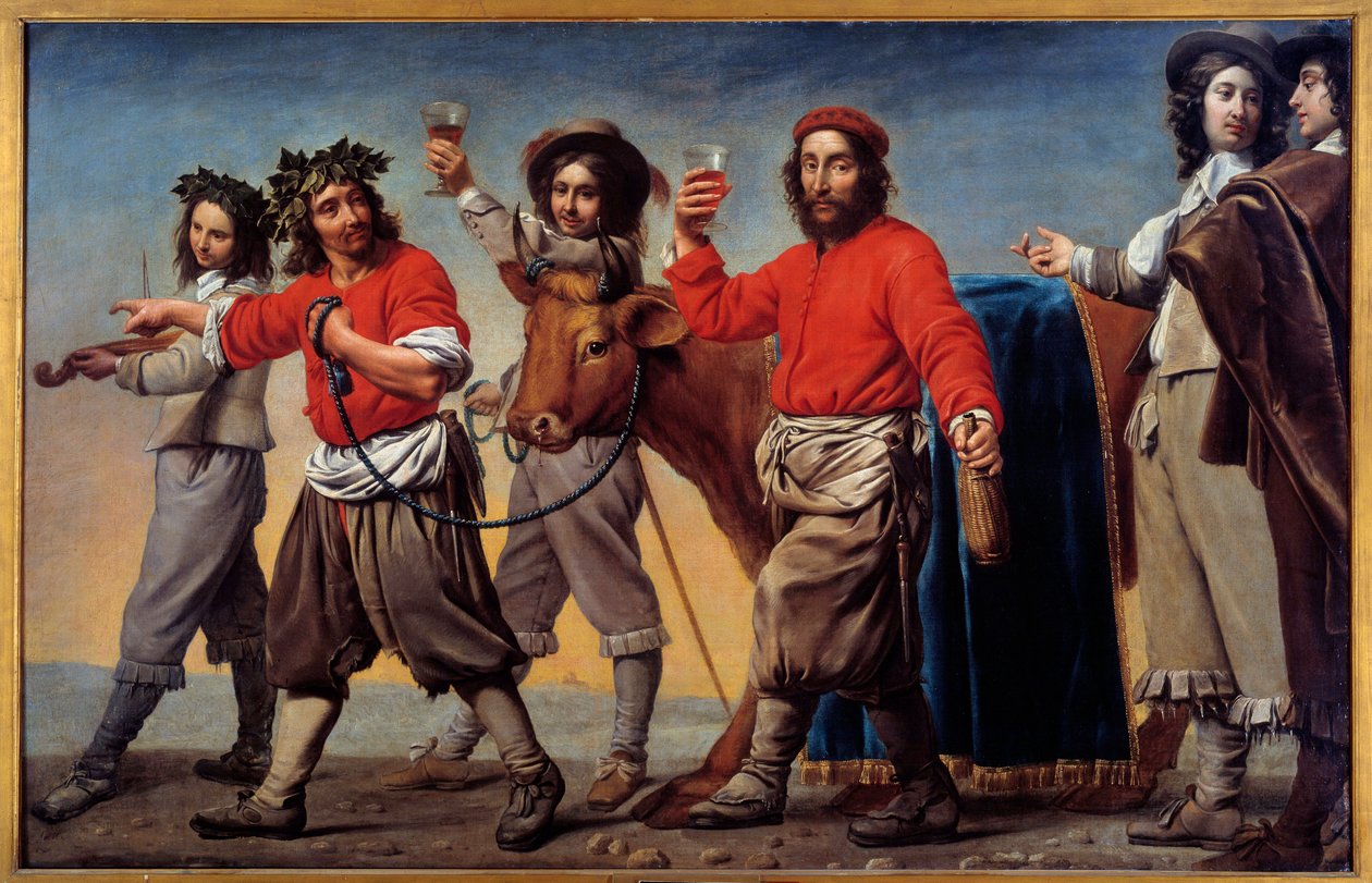 Processie van vet rundvlees ook wel het wijnfestival door Le Nain Brothers