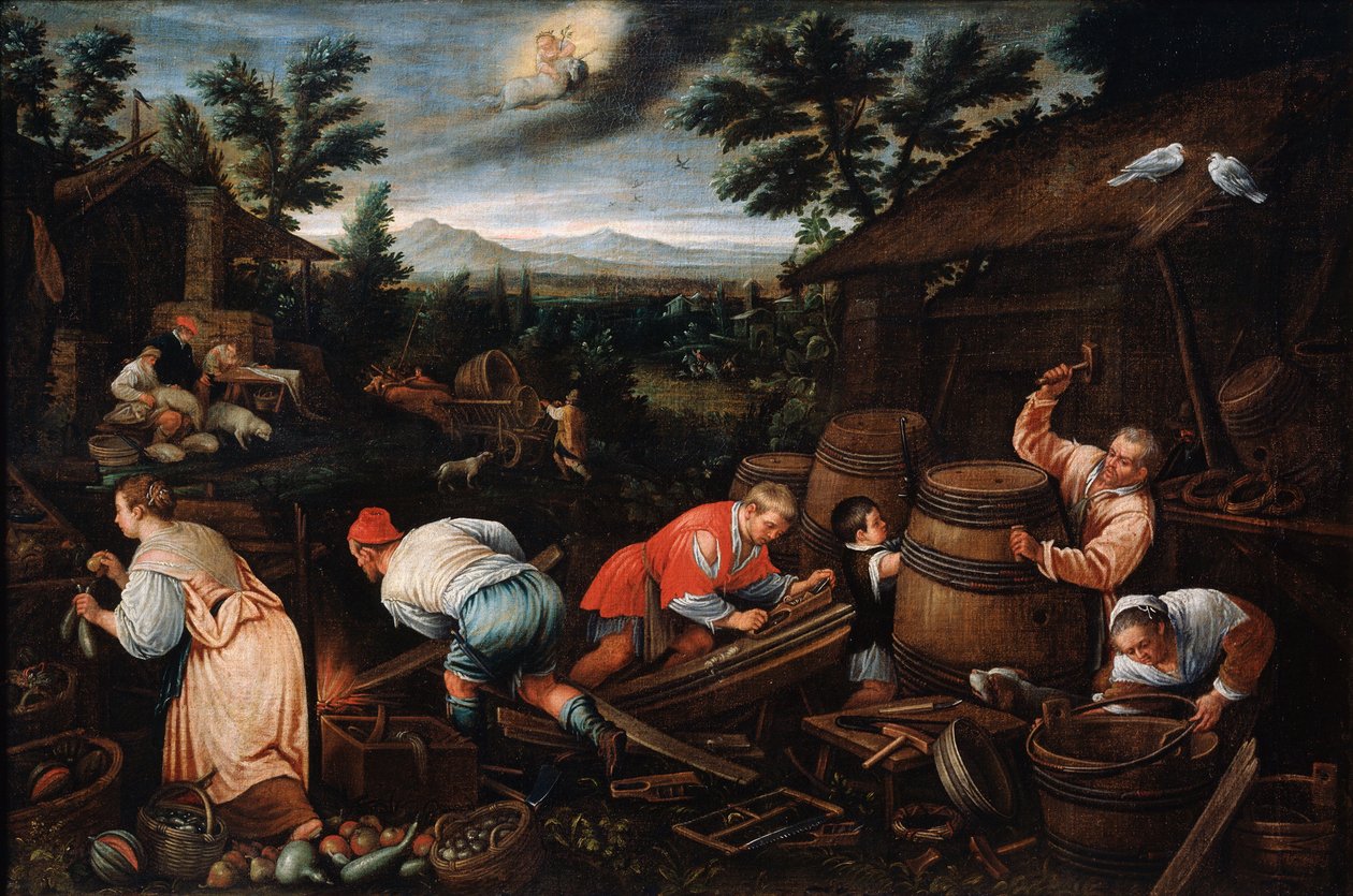 Augustus uit de serie De Seizoenen, late 16e of vroege 17e eeuw door Leandro Bassano